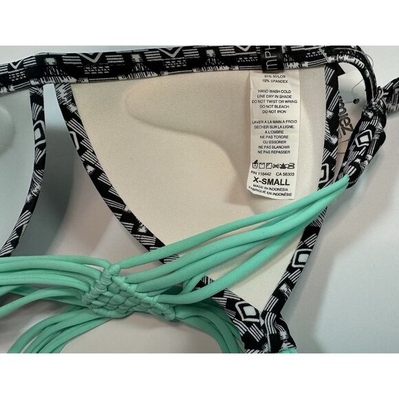 Zumiez Empyre Bikini Top Push up Triangle Swim Juniors X Small 00 Black and Teal - Picture 3 of 4